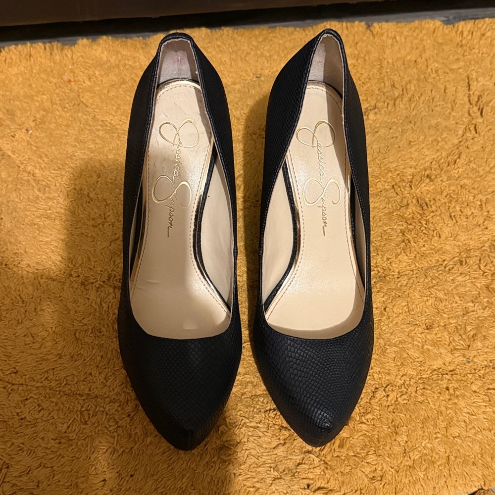 Black Textured Heels
